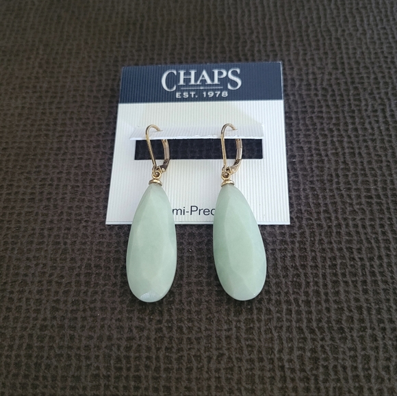 Chaps Teardrop💧 Shaped Unpolished Green💚 Angelite😇 Earrings - Picture 14 of 15